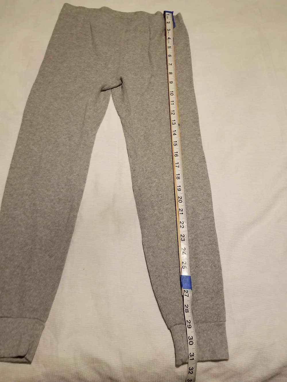 Athletic Works Large Gray Knit Stretch Leggings With Ribbed Texture & Cuffs